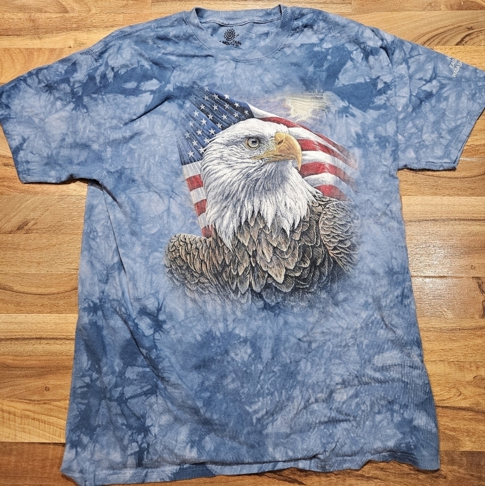 The Mountain 2XL Tie Dye T-Shirt Bald Eagle American Flag Graphic USA